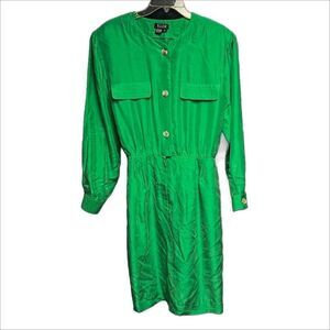 Y.LE.V Vintage Silk Dress Kelly Green